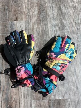 Burton Kids Floral Ski Gloves - Yellow, Blue, Pink, Black